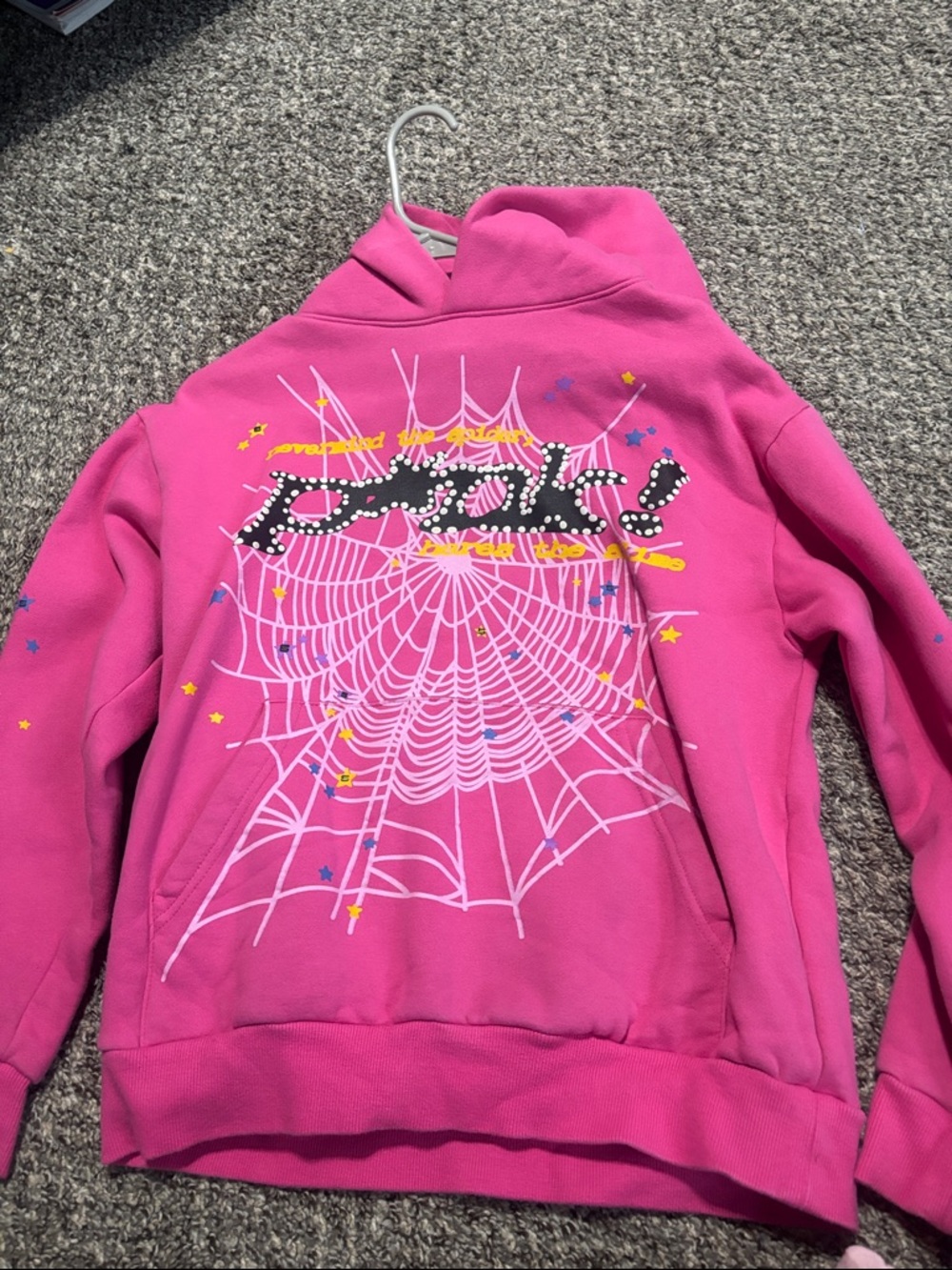 Hot Pink Graphic Hoodie with Web Print